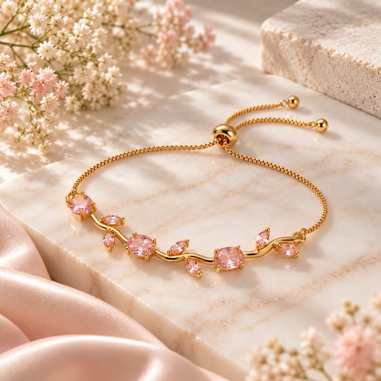 Tulip Slider Bracelet - Blush Pink